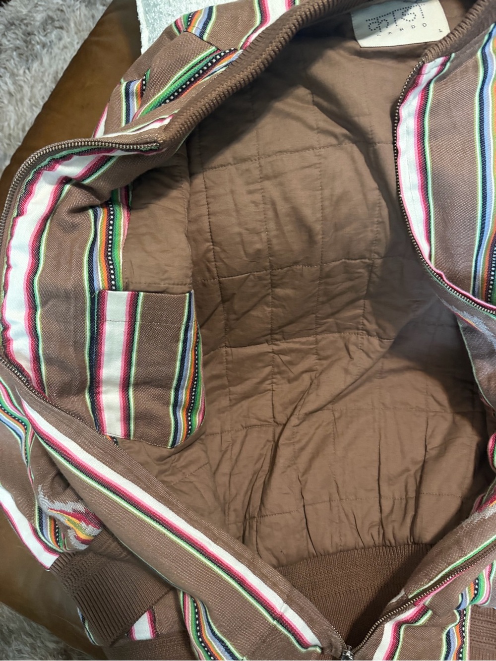 Kardo Brown Striped Aztec-Accent Jacket max bomber - Picture 4 of 4